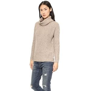 Soft Joie Lynfall Tweed Knit Oversized  Turtlenck Sweater In Heather Camel